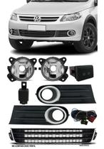 Kit Farol de Milha Neblina Vw Gol Voyage Saveiro G5 2009 / 2010 / 2011 / 2012 / 2013 - Interruptor Modelo Original + Moldura Cromada + Friso da Grade