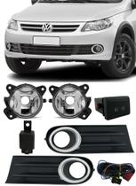 Kit Farol de Milha Neblina Vw Gol Voyage Saveiro G5 2009 2010 2011 2012 2013 - Interruptor Modelo Original - Moldura Cromada