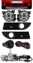 Kit Farol de Milha Neblina Vw Polo 2007 2008 2009 2010 2011 Botão Modelo Padrão + Kit Lâmpada Super LED 6000K