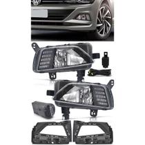 Kit Farol de Milha Neblina Vw Virtus e Novo Polo 2018 2019 2020 2021 2022 Com LED Daylight - DRL