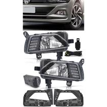 Kit Farol de Milha Neblina Vw Virtus e Novo Polo 2018 2019 2020 2021 2022 Com LED Daylight - DRL