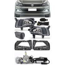 Kit Farol de Milha Neblina Vw Virtus e Novo Polo 2018 2019 2020 2021 2022 + Kit Lâmpada Super LED 6000K