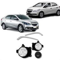 Kit Farol de Milha Onix 2012 2013 2014 e Prisma 2013 2014 2015 Filete Cromo Botão Tic Tac Sem LED Suits - STS761CV