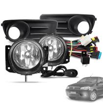 Kit Farol de Milha Palio Fire Economy 2010 a 2017 Botão Universal Moldura Preto