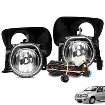 Kit Farol de Milha Palio Weekend Strada Trek 2001 a 2003 Botão Tic Tac e Moldura