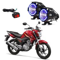 Kit Farol de Milha para Moto CG 160 TITAN SE 2016 2017 2018 2019 Angel Eye Azul U7 Kit Farol de Milha para Moto CG 160 TITAN SE 2016 2017 2018 2019 Angel Eye Azul U7