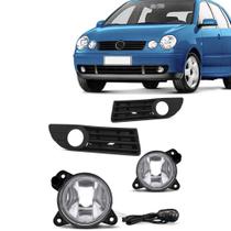 KIT Farol De Milha Polo 2007 até 2009 Moldura Preta Botão Alternativo Colante Suits STS037VW