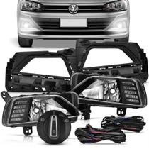 Kit Farol de Milha Polo Virtus 2017 a 2021 Drl LED Dimmer Função Seta