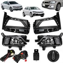 Kit Farol de Milha Polo Virtus 2017 a 2022 com DRL e Botão Modelo Original VW Kit Farol de Milha Polo Virtus 2017 a 2022 com DRL e Botão Modelo Original VW