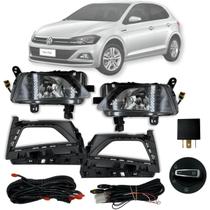 Kit farol de milha polo virtus 2018 a 2021 c drl led e pisca