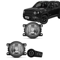 Kit Farol de Milha Renegade 2019 2020 s/ Moldura Lente de Vidro Botão Modelo de Fabrica - Suits STS094JP Kit Farol de Milha Renegade 2019 2020 s/ Moldura Lente de Vidro Botão Modelo de Fabrica - Suits STS094JP