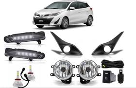 Kit Farol de Milha Toyota Yaris + Drl Daylight Luz Diurna + Super Led 18 2019 2020 Hatch Sedan