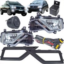 Kit farol de milha vw saveiro g7 gol g8 voyage g8 2017 ate 2022 com moldura e botão tic tac h8