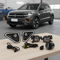 Kit farol de milha vw tcross highline 2025 2026 friso cromado botão modelo original