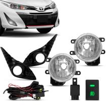 Kit Farol de Milha Yaris 2018 a 2022 Auxiliar Moldura Black Piano Botão Original