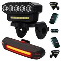 Kit Farol Dianteiro e Lanterna Traseira Recarregável Para Bicicleta LED Super Potente USB Bike