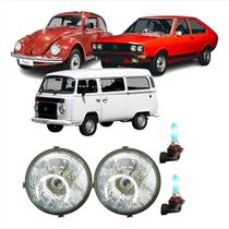 Kit Farol Dianteiro Fusca 1974 a 1994 Kombi 1976 a 2012 Passat 1974 a 1978 com 2 unidades Lado Esquerdo e Direito com 2 Lâmpadas H4 Super Branca