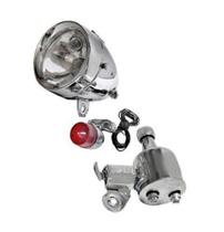 Kit Farol Dínamo Bike Com Luz Traseira 12v 6w Modelo Antigo - Jr
