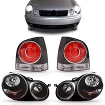 Kit farol e lanterna polo 2003 a 2006 mascara negra