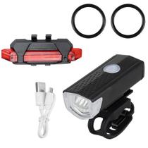 Kit Farol e Sinalizador LED para Ciclismo Recarregável Traseiro para Bike Bicicleta Carregamento via USB