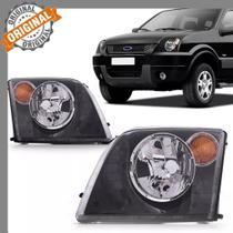 Kit Farol Ecosport Máscara Negra Pisca Ambar 2003 2004 2005 2006 2007