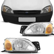 Kit Farol Fiesta 00 a 02 Courier 2000 a 2010 Fiesta Street 2002 a 2006 Foco Simples Pisca Cristal