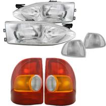 Kit Farol Foco Duplo Pisca Âmbar Lanterna Tricolor Fiat Strada 1999 a 2000