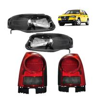 Kit Farol Gol G4 2006 a 2014 Máscara Negra Foco Simples e Lanterna Traseira Fumê Par
