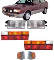 Kit Farol Gol Quadrado 1991 a 1995 Foco Simples com Pisca Cristal Âmbar e Lanterna Tricolor