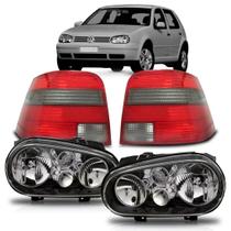Kit farol golf 1998 a 2006 mascara negra + lanterna fumê