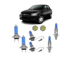 Kit Farol Lâmpadas Super Branca Led Corsa Wind Classic Sedan