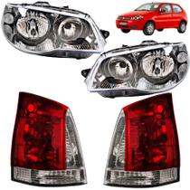 KIT Farol Lanterna Palio 2004 2005 a 2016 Máscara Cromada Aro Preto FU