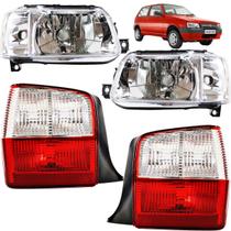 KIT Farol Lanterna Uno Fire 2001 02 03 04 a 2013 Cromado CRISTAL