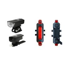 Kit Farol Led Frontal e Traseiro Prova D' Água Recarregável Luz Forte Para Bicicleta Bike