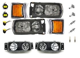 Kit farol mascara negra pisca scania s5 adaptação s4 124 chicote com milha - nino - gauer Kit farol mascara negra pisca scania s5 adaptação s4 124 chicote com milha - nino - gauer