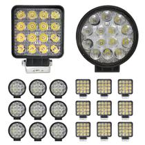 Kit Farol Milha 10 Quadrado 16 Led + 10 Redondo 14 Led Slim