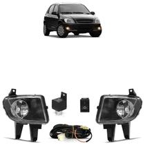 Kit Farol Milha Auxiliar Celta 2007 2008 2009 2010 2011 2012 2013 Botão Universal Lente Lisa Acrílico