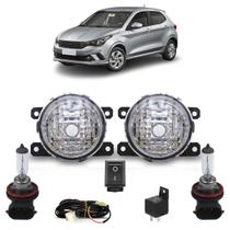 Kit Farol Milha Auxiliar Completo Lisa Acrílico Foco Manual Par Lâmpada H11 Argo 2017 2018 2019 2020