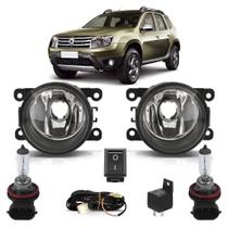 Kit Farol Milha Auxiliar Completo Par Lâmpada H11 Duster 2011 2012 2013 2014 2015 2016 2017 2018 2019 Lente Lisa Acrílico