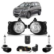 Kit Farol Milha Auxiliar Completo Par Lâmpada H27 Spin 2012 2013 2014 2015 Lente Lisa Acrílico