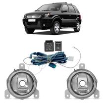 Kit Farol Milha Auxiliar Ecosport 2003 2004 2005 2006 2007 Completo Botão Universal Lente Lisa Vidro