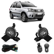 Kit Farol Milha Auxiliar Ecosport 2008 2009 2010 2011 2012 Botão Modelo Original Lente Vidro