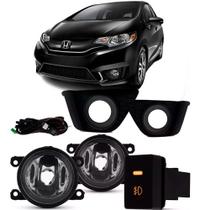 Kit farol milha auxiliar fit 2015 a 2018 c/grade friso preto Kit farol milha auxiliar fit 2015 a 2018 c/grade friso preto