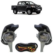 Kit Farol Milha Auxiliar Hilux 2005 2006 2007 2008 Led Lente Lisa Acrílico Carcaça Cinza