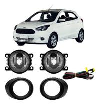 Kit Farol Milha Auxiliar Ka 2015 16 17 2018 Com Grade Preto
