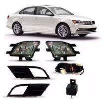 Kit Farol Milha Auxiliar Neblina Jetta 2015 2016 2017 Com Grade