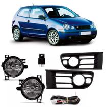 Kit Farol Milha Auxiliar Neblina Volkswagen Polo 2003 À 2006 Com Grade Kit Farol Milha Auxiliar Neblina Volkswagen Polo 2003 À 2006 Com Grade