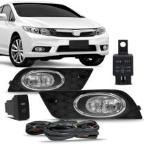 Kit Farol Milha Auxiliar New Civic 2012 A 2014 Botão Original