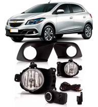 Kit Farol Milha Auxiliar Onix 2016 2017 Com Grade Preto