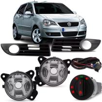 Kit farol milha auxiliar polo 2007 a 2011 grade aro preto